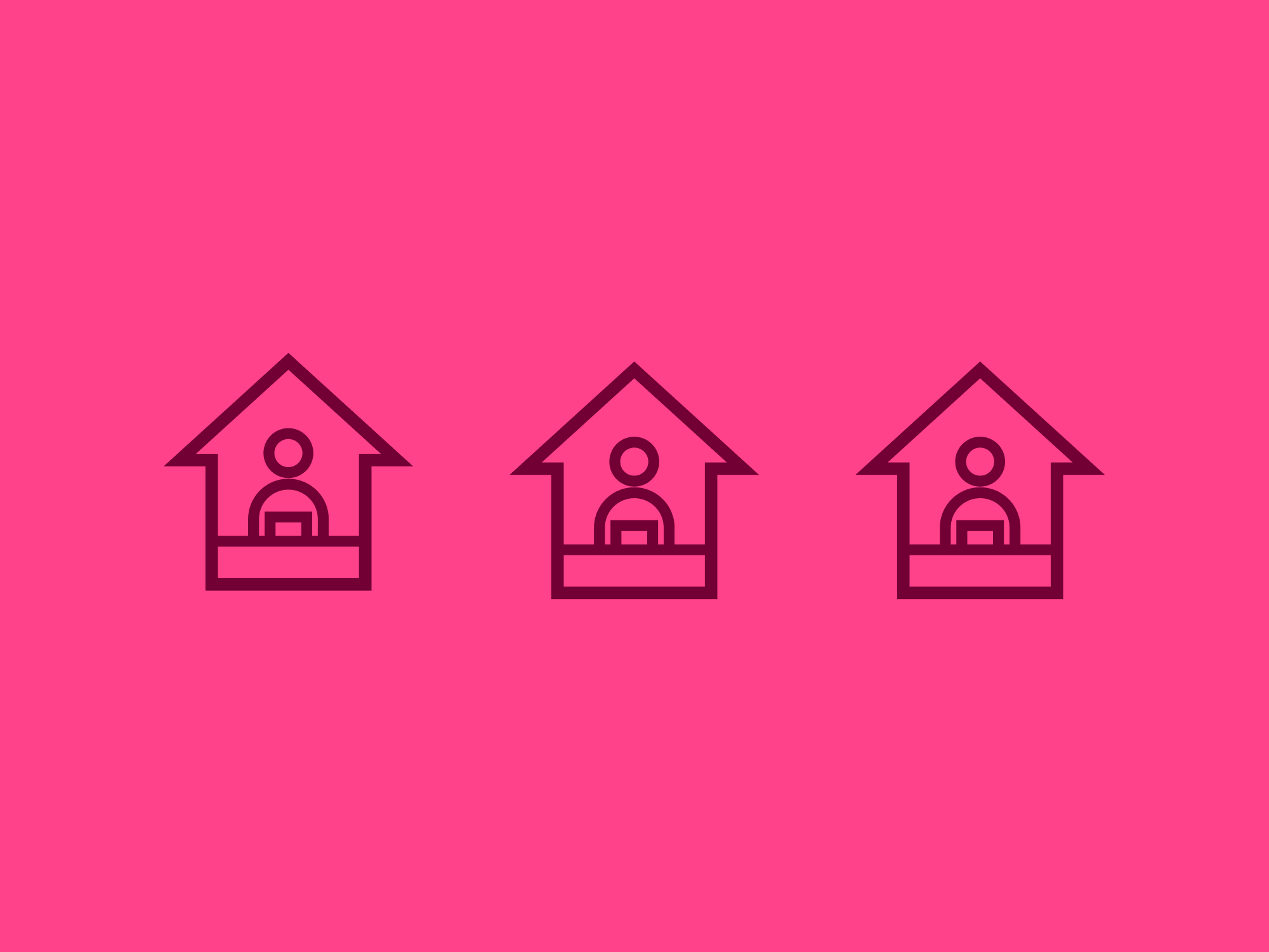 dark purple person inside house pink background