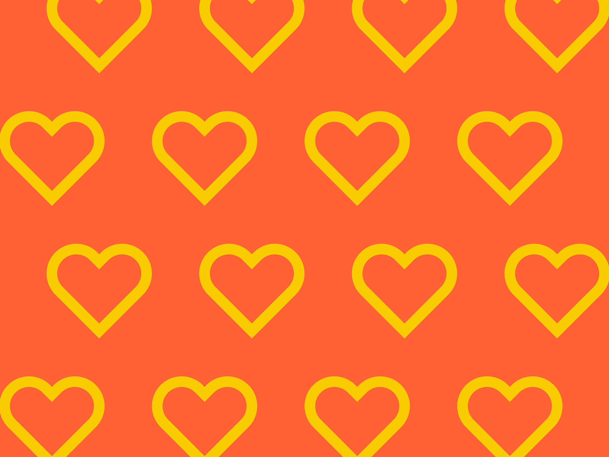 yellow heart orange background duplicated