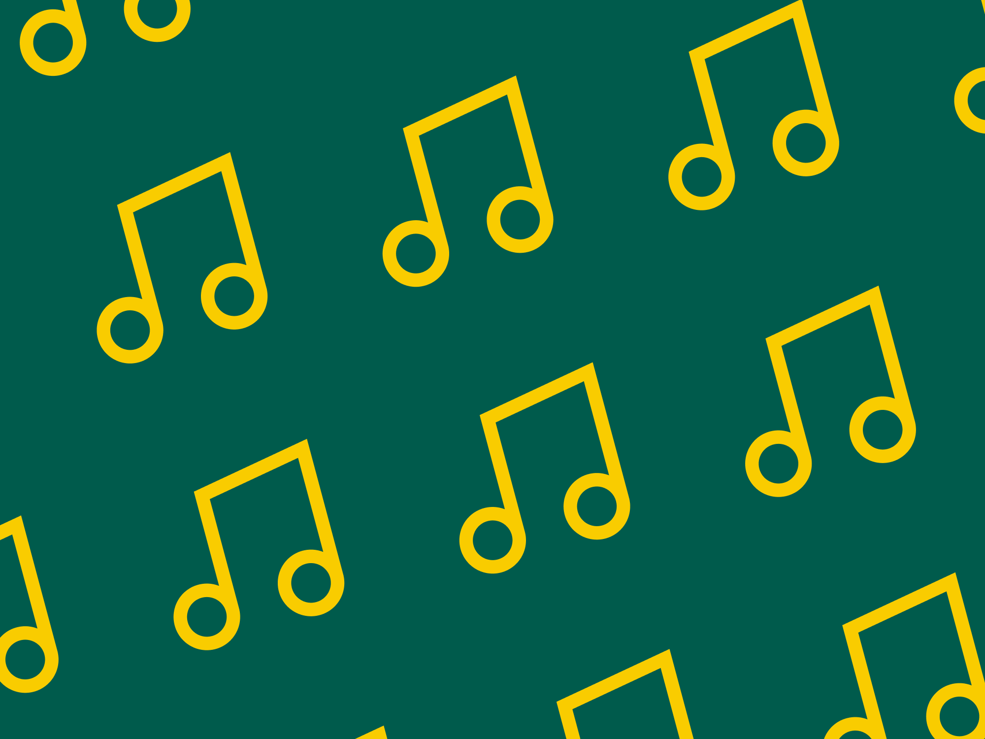 yellow music note icon dark green background