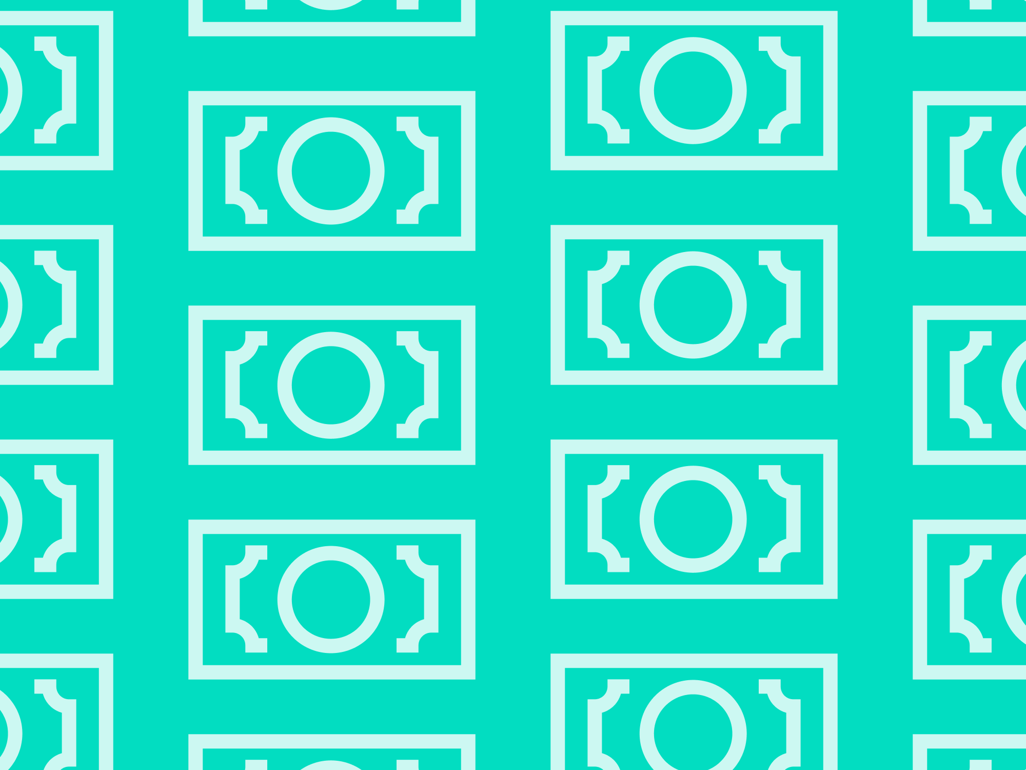 white bank note icon light blue background